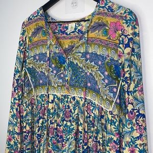 This That floral peacock boho long sleeve maxi dress size S